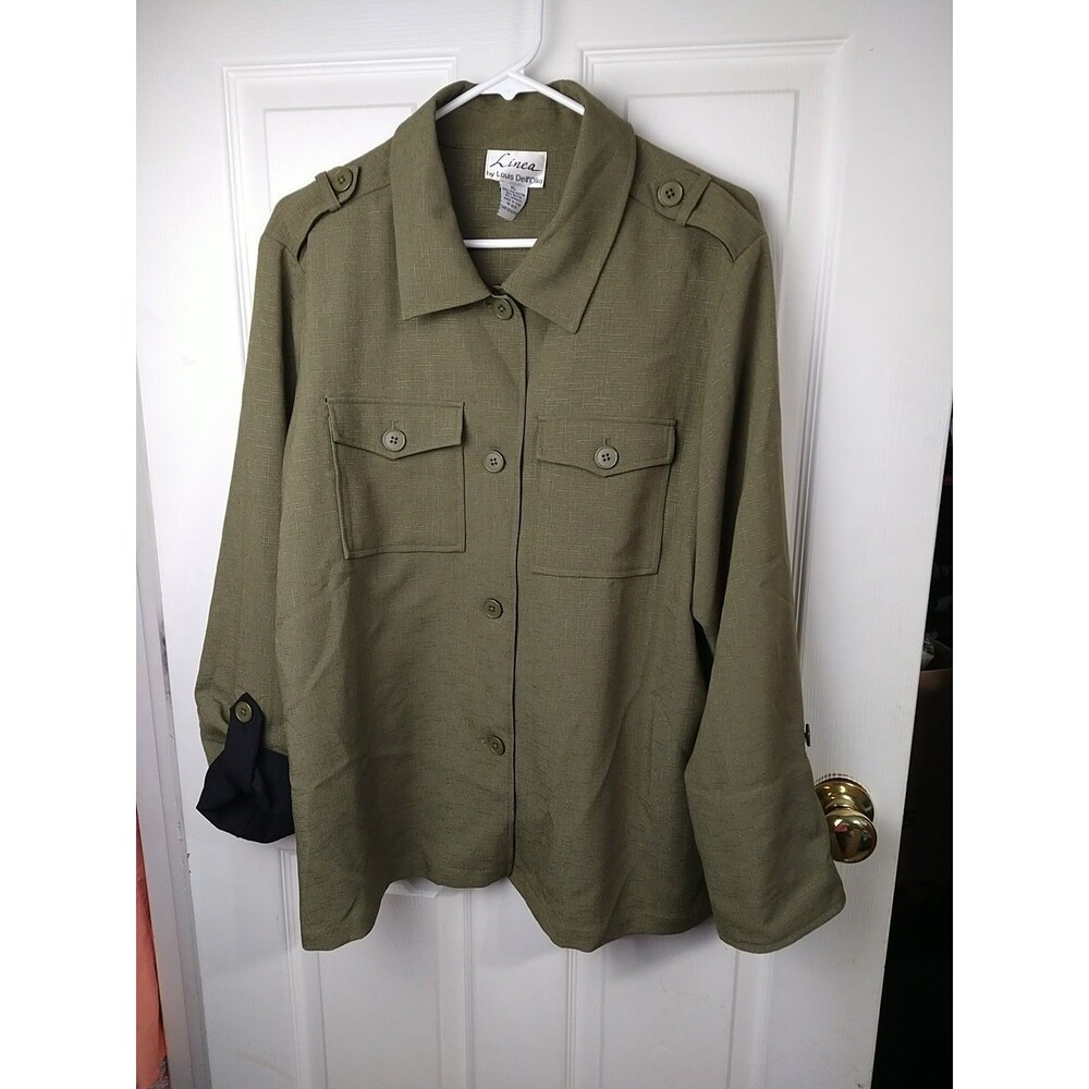 Linea Lois Dell Olio Woman XL Business Casual Blazer Office Shacket Pockets...